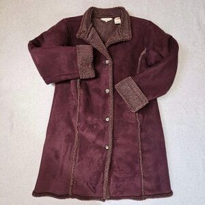 Burgundy sherpa long coat